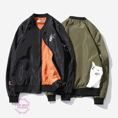 Ma 1 Ma1 ジャケット メンズ ブルゾン スカジャン ジュニアジャケット 猫と魚 ビッグシルエット かっこいい 秋物 秋服 スプリングコート 通販 Lineポイント最大get Lineショッピング