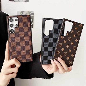 潮牌新款棋盤格適用三星s24ultra手機殼lv20皮質note20格子s23高級感s22+男女s21plus皮質全包防摔歐美奢華