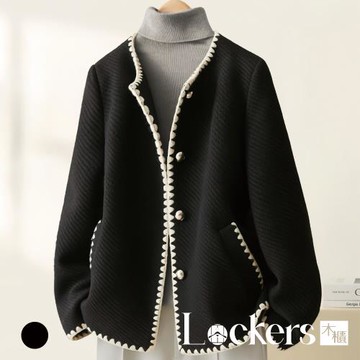 【Lockers 木櫃】簡約貝殼袖毛呢大衣 L114103108