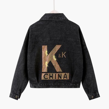 品牌折扣女裝專柜撤柜尾貨清倉特價黑色牛仔外套女春季小個子短款