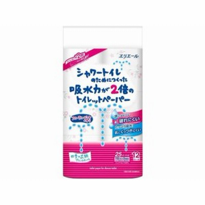 シャワートイレ 吸水力が2倍 12ロール W25m フラワー 大王製紙