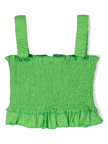 Mariuccia Milano Kids - shirred ruffled cotton top - kids - Cotton - 4 yrs - Green
