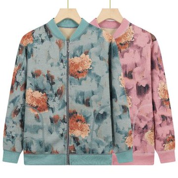 [米蘭精品] 現貨+預購 高級針織衫上衣秋冬毛衣開衫寬鬆大碼休閒女裝媽媽裝-水墨印花加絨女外套2色74mo70