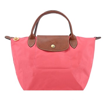 LONGCHAMP LE PLIAGE系列短把再生尼龍摺疊水餃包(小/石榴紅)