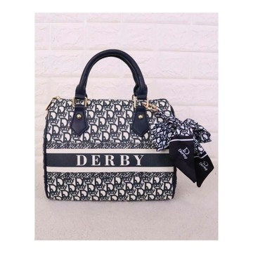 ~雪黛屋~Derby 手提波士頓包防水緹花布拉鏈主袋小容量附長背帶DW6406