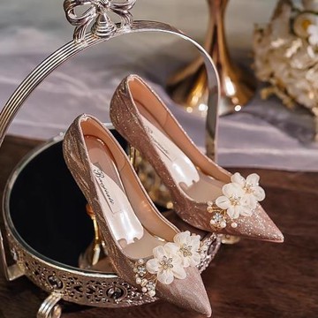 高跟水晶鞋2025年新款中式秀禾婚鞋主婚紗百搭伴娘鞋禮服鞋新娘鞋