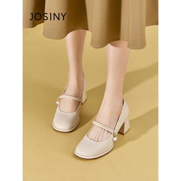 卓詩尼2024春秋季新款法式小香風高跟粗跟晚晚鞋瑪麗珍女鞋子單鞋