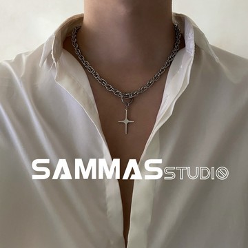 SAMMAS 麻花十字項鍊 個性嘻哈 百搭 醫療鋼316L