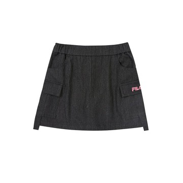 FILA KIDS 女童仿牛仔褲裙-黑色 5SHZ-8709-BK