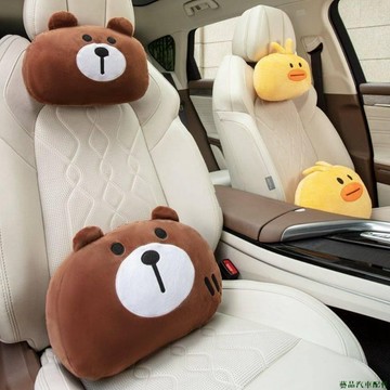 藝品上新👒汽車頭枕護頸枕車用靠枕一對汽車座椅腰靠枕可愛卡通車枕網紅通用 汽車裝飾品 762t