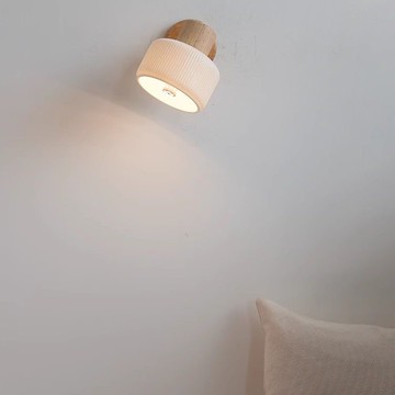 公司貨開發票 日式奶油風陶瓷壁燈現代簡約原木臥室床頭房間背景墻可調節燈具 快速出貨