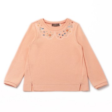 PIPPY領口緹花針織上衣-粉桔色