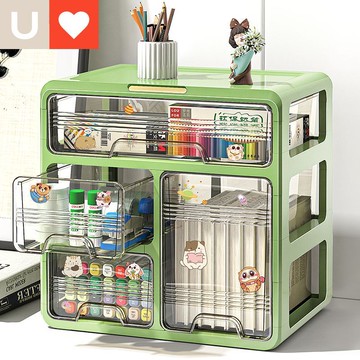 友耐抽屜式桌面收納盒多層透明宿舍學生文具書本整理盒化妝品收納 z8092
