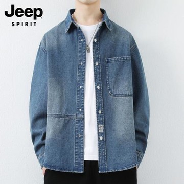 JEEP SPIRIT潮牌牛仔襯衫男士外套2026春季新款寬松痞帥夾克男裝