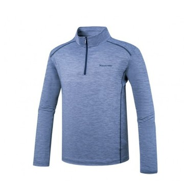 mountneer 山林 男膠原蛋白長袖排汗衣湛藍51p05/登山/健行/立領/抗uv/吸濕