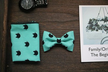 绿色小猫印花口袋巾/绅士商务手帕丝巾