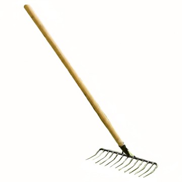 小麥購物 農用工具 螺紋鋼7齒圓尖耙 配木柄 L243  1支