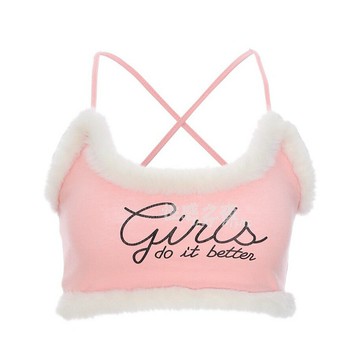 新款毛毛邊~字母印花吊帶小背心上衣《H522》