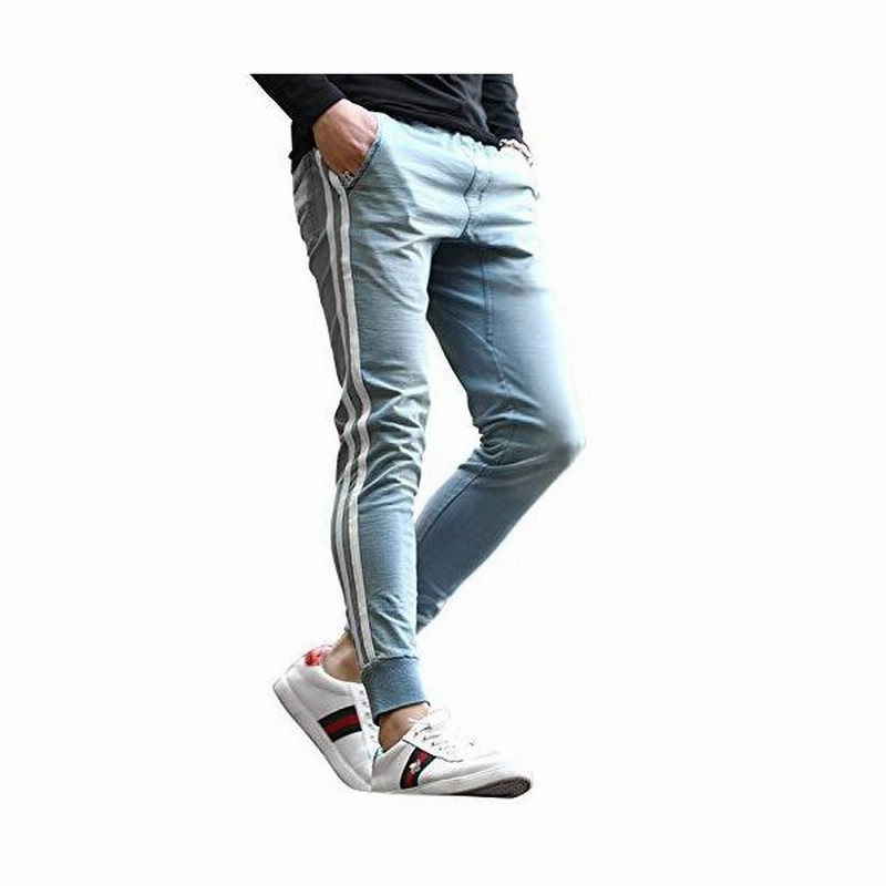 スウェットデニム ジョガーパンツ メンズ スウェットデニムパンツ スリム サイドライン カットデニム スウェットパ 通販 Lineポイント最大get Lineショッピング