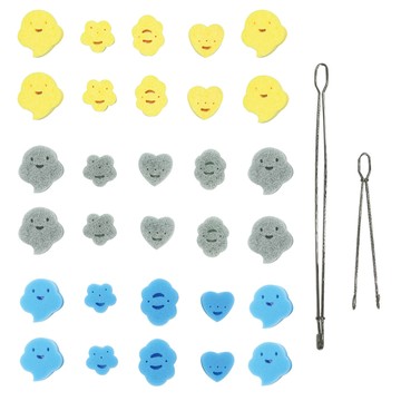 奇麗屋 刷刷樂 百潔去污布10入+軟性清潔海綿10入+清潔木漿棉10入+不鏽鋼夾具長短各一  1組