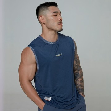 親膚運動背心【FLIPPOS X VERVE｜RISE ANTHEM TANK TEE - 藍灰】 XL