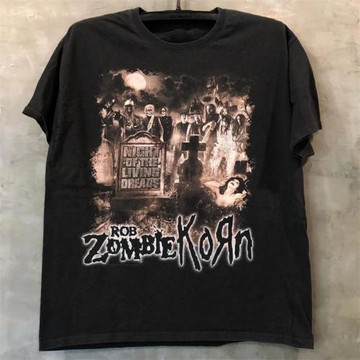 Rob Zombie & Korn科恩樂隊高街FOG潮流設計感男女重金屬短袖T恤