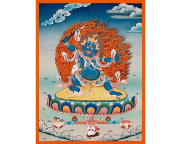 Mahakala 唐卡 象徵保護和權力 動態描繪