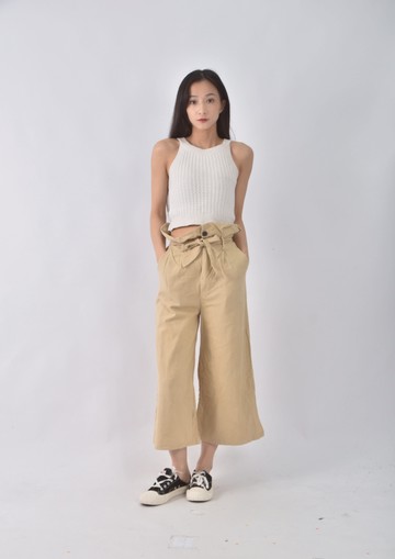 (M) luck bobo高腰高腰棕色長褲