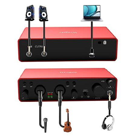 2i2 Audio Interface for Recording Podcasting and Streaming Ultra-low Latency Plug＆Play Noise-Free XLR Audio Interface(24Bit 192kHz) 48V Phant並行輸入