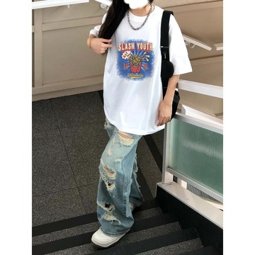 【鹿向南】短袖 t恤 純棉 oversize 短袖上衣 ins 風 顯瘦 t 夏季 休閒 女生上衣 衣服 原宿风