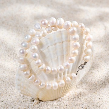 天然白色淡水珍珠項鍊 7–8mm 銀色龍蝦扣 經典百搭 萬聖節禮物