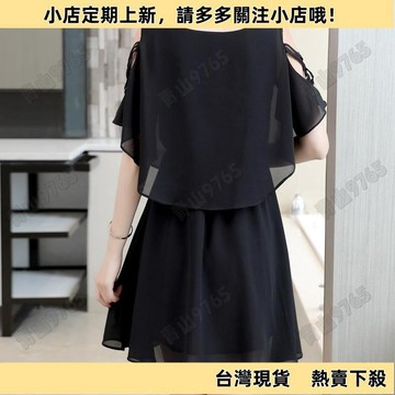 【新品上架】雪紡連衣裙胖mm遮肚雪紡裙短款連衣裙淑女寬鬆大碼網紅辣妹a字裙