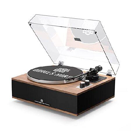 ANGELS HORN Vinyl Record Player, Bluetooth Turntable with Built in Speakers Phono Preamp, High Fidelity Turntables for Vinyl Records with Magnetic Car