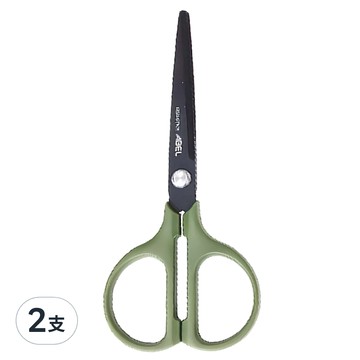 ABEL 力大牌 風格文書剪刀 氟素防沾黏 60065 6吋 軍綠色  2支