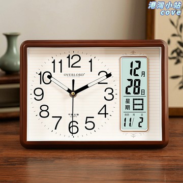 【靜音日曆鍾】座鐘 檯鐘 時鐘 鬧鐘 擺鐘 日曆鍾 簡約現代設計 靜音機芯 桌面床頭擺件 客廳臥室書房適用