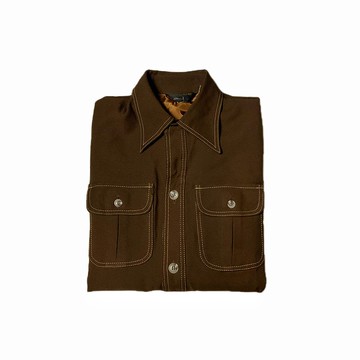 古著 70s JCPenney咖啡色西部休閒襯衫