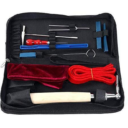 Yaetek Pack of 10 Pieces Piano Tuner Tools with Tuning Hammer Fork Wedge Mute Wrench Hammer Wood Handle Trip Kit Tools w. Case, Piano Tuning Kit (10 i