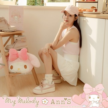 🩵走春必備鞋款現折500🩵Ann’S X Sanrio三麗鷗 美樂蒂聯名 精緻刺繡厚底休閒鞋小白鞋4.5cm-粉