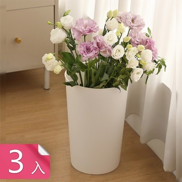 【荷生活】PP材質加高桶身含瀝水架醒花桶 純白簡約雨傘瀝水收納桶-3入組