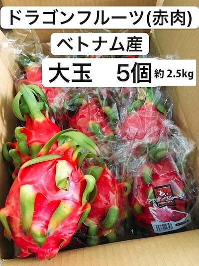 ドラゴンフルーツ 赤肉 ベトナム産 大玉 5個 約2.5kg