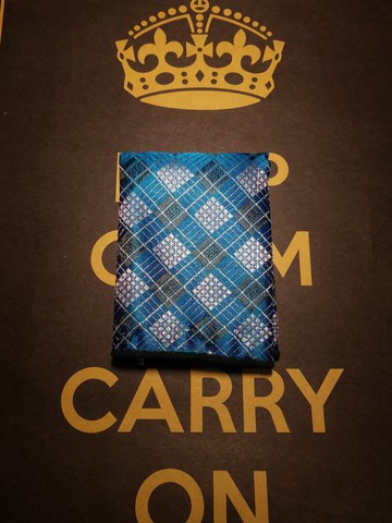 寶藍格子口袋巾復古情懷西裝手帕絲巾