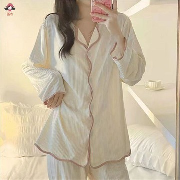 台灣出貨 春秋季睡衣女士長袖套裝胖mm學生ins寬鬆款公主風家居服可外穿長袖睡衣居家睡衣秋冬睡衣韓版睡衣休閒睡衣