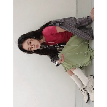 Codibook｜韓國 DAILYJOU 焦糖色荷葉邊中長鬆緊腰裙［預購］裙子 女裝