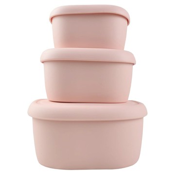 SiliPot 鉑金矽膠全尺寸冰溫嚐鮮盒組 韓國製造 無凹槽設計 密封保存 堆疊好收納  豆沙粉  1組