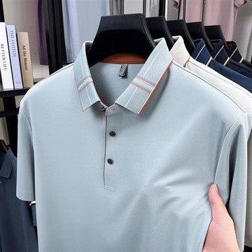 【巴黎精品】現貨+預購 夏季短袖上衣男襯衫高爾夫球衫絲質無痕T恤翻領休閒透氣-薄款男POLO衫5色a1jw23