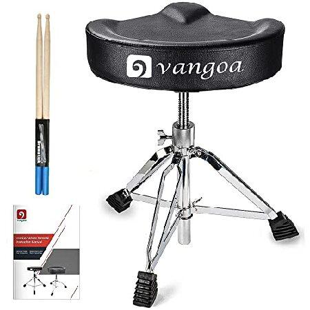 Vangoa ドラムスローン パッド入り サドル型ドラム椅子 快適 オートバイスタイル ドラム椅子 スツール 高さ調節可能 ダブルブレース設計 ドラマー向け ブラック