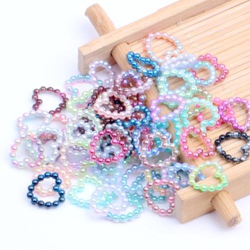 ABS仿珍珠五彩連珠桃心異形珍珠鏤空愛心diy手機殼美容發夾配件