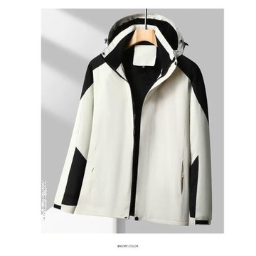 外貿原單情侶款戶外休閑夾克沖鋒衣男士防風防水連帽加絨保暖外套