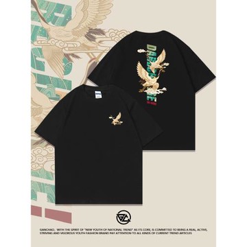 中國風國潮t恤男短袖潮牌男士上衣2025新款夏季寬松復古純棉半袖