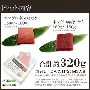 ふるさと納税 本マグロ中トロ赤身セット320g　解凍レシピ付　1サクずつ真空包装 福島県いわき市